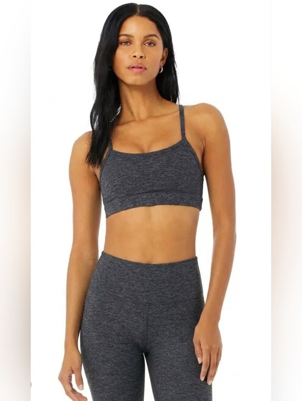Alo Yoga Alosoft Gratitude Bra in "Athletic Heather Grey" size M